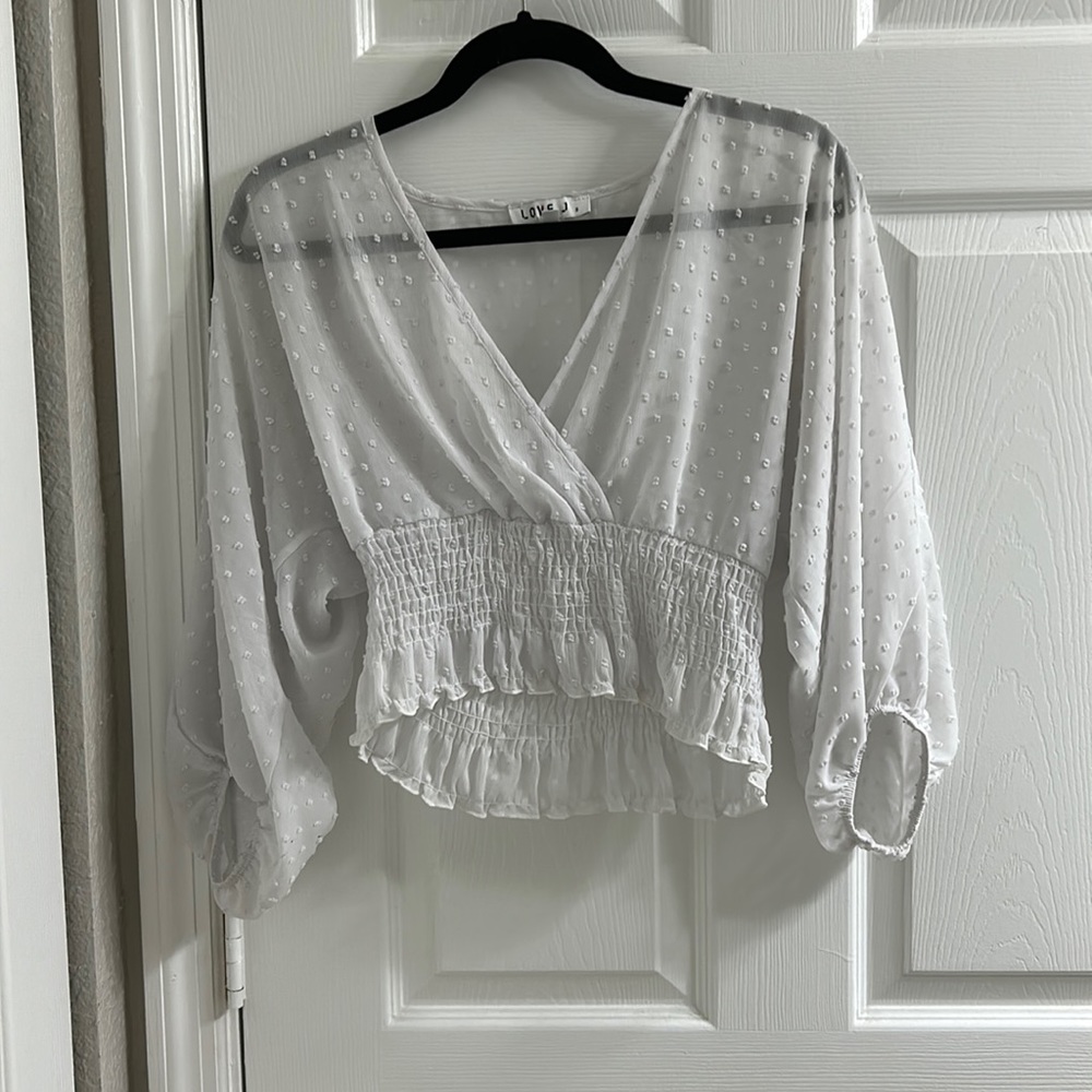 Textured White Blouse